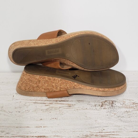 Bjorndal   Marcie Brown Leather Sandal  Cork Wedge Heel  Women's 11M - Picture 6 of 6